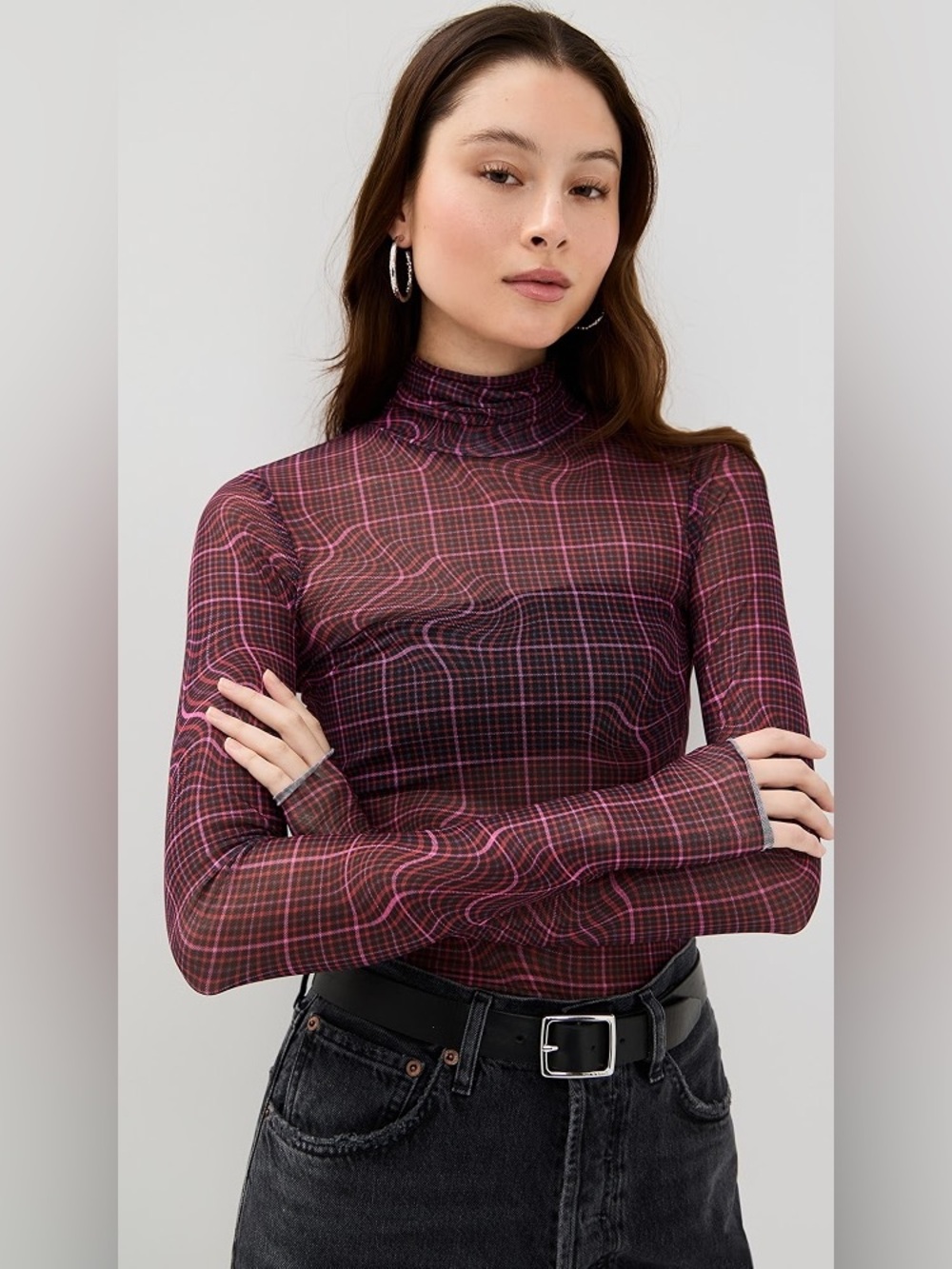 NWT AFRM Zadie Blouse in Twisted Plaid XS